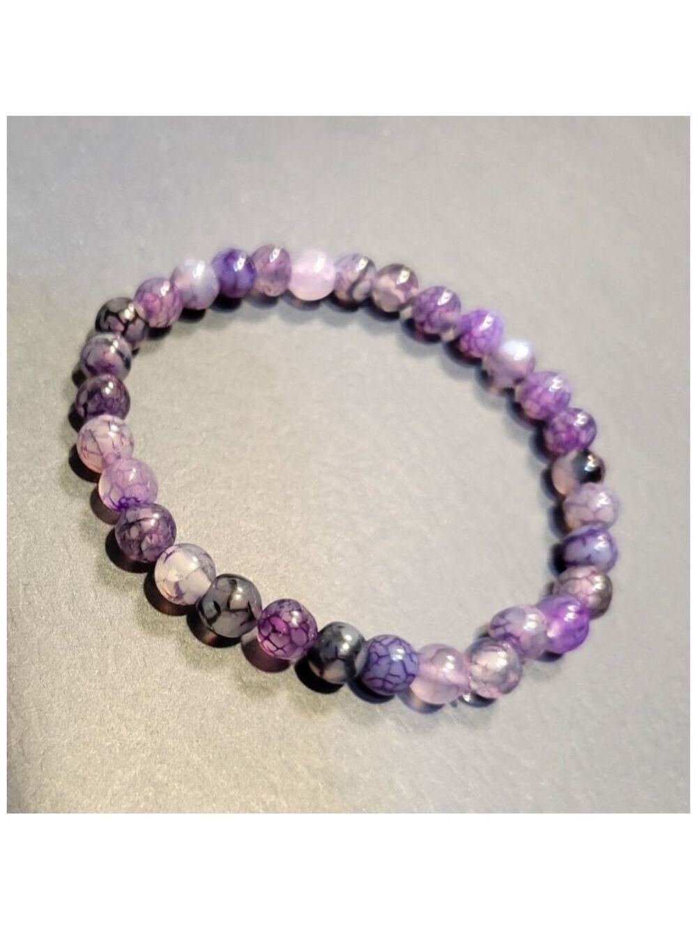 Dragon Vein Agate Bracelet Purple 4mm